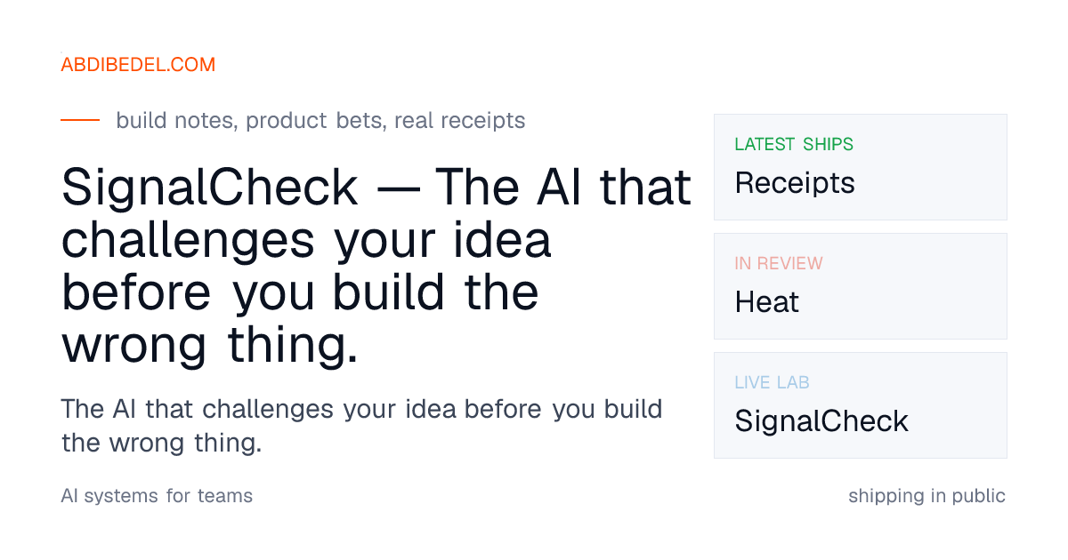 SignalCheck — The AI that challenges your idea before you build the ...